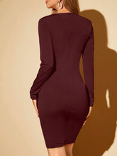 1pc Women Elegant Round Neck PU Splicing Bodycon Dress